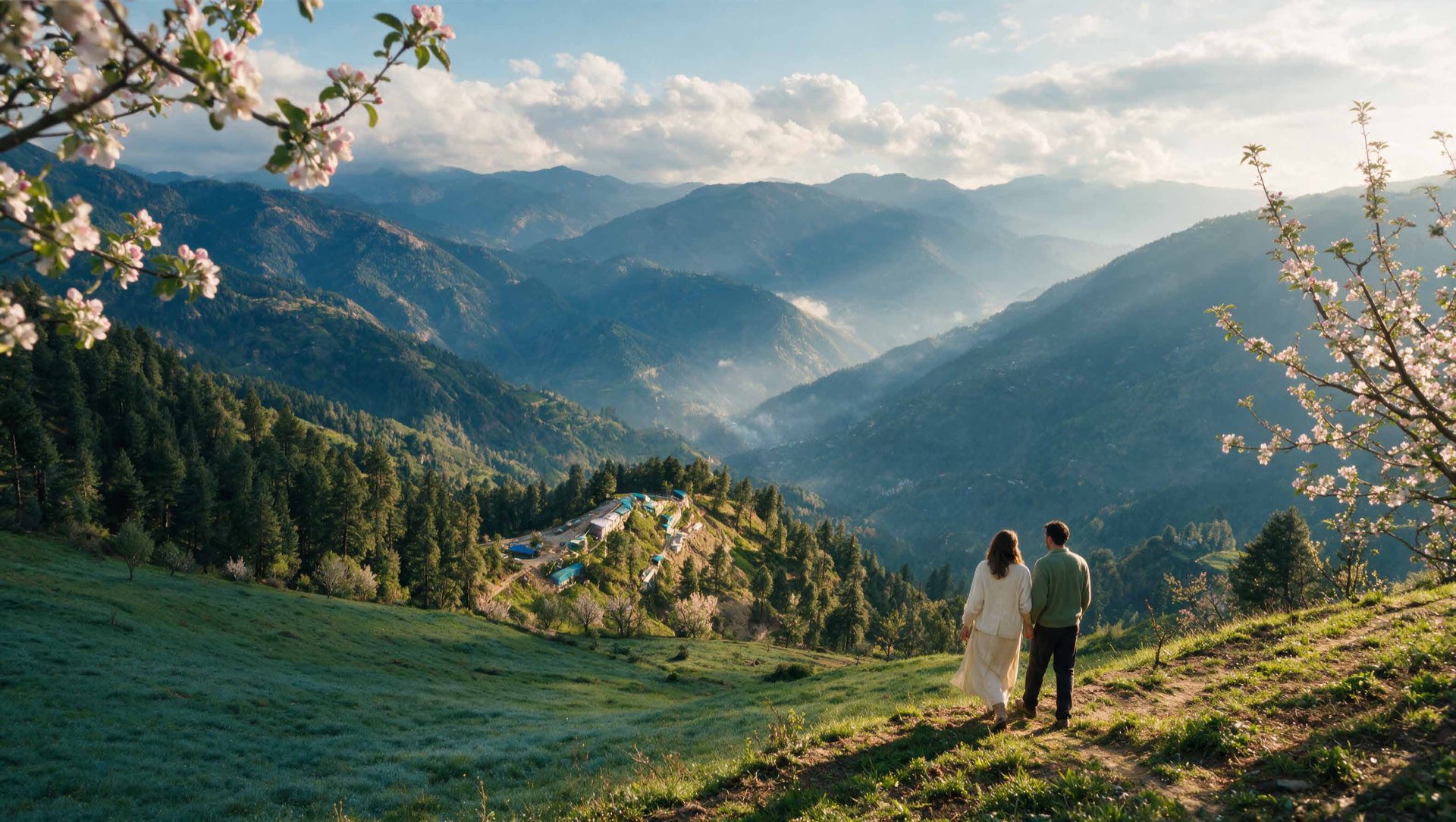 Spring blossom over the Mashobra valleys